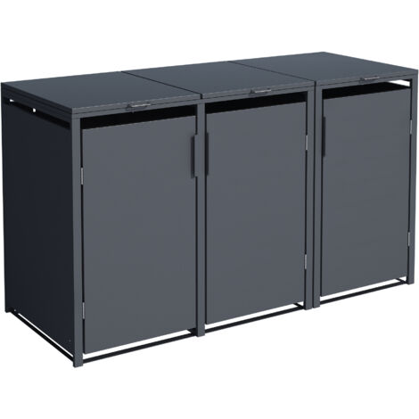 Mülltonnenbox MÜNCHEN 200x80x116cm für 3x Tonnen 120 und 240 Liter, Stahl anthrazit