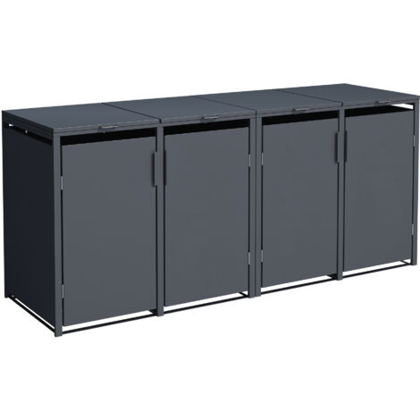 Mülltonnenbox MÜNCHEN 264x80x116cm für 4x Tonnen 120 und 240 Liter, Stahl anthrazit
