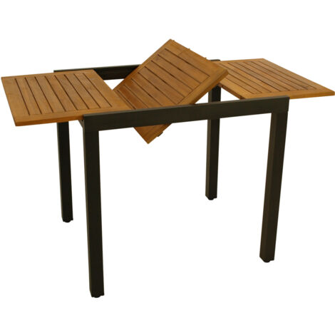 Balkon-Ausziehtisch VICENZA 80/120x70cm, Aluminium anthrazit + Akazie geölt, FSC®-zertifiziert