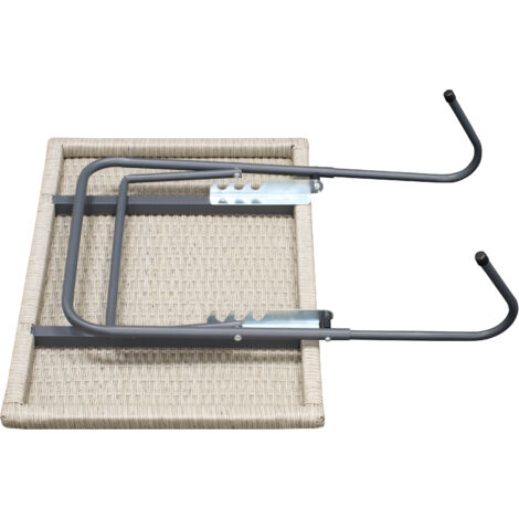 Balkonhängetisch 60x40cm, Metall + Polyrattan grau