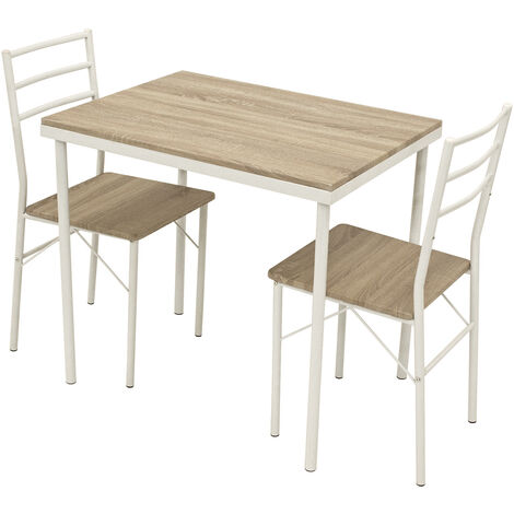 Essgruppe KÖLN 3-teilig, Metallgestell weiss, Oberflächen MDF in Sonoma Oak Optik (1/3)