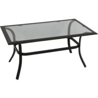 Beistelltisch ZAGREB 102x61x48cm, Stahl schwarz + Glas grau getönt