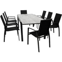 Garnitur FARO 9-teilig, Aluminium + Kunstgewebe schwarz