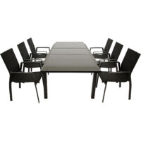 Garnitur TORINO 7-teilig, Aluminium + Kunstgewebe schwarz
