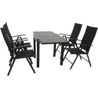 Garnitur ALCUDIA 5-teilig, Alu + Kunstgewebe schwarz