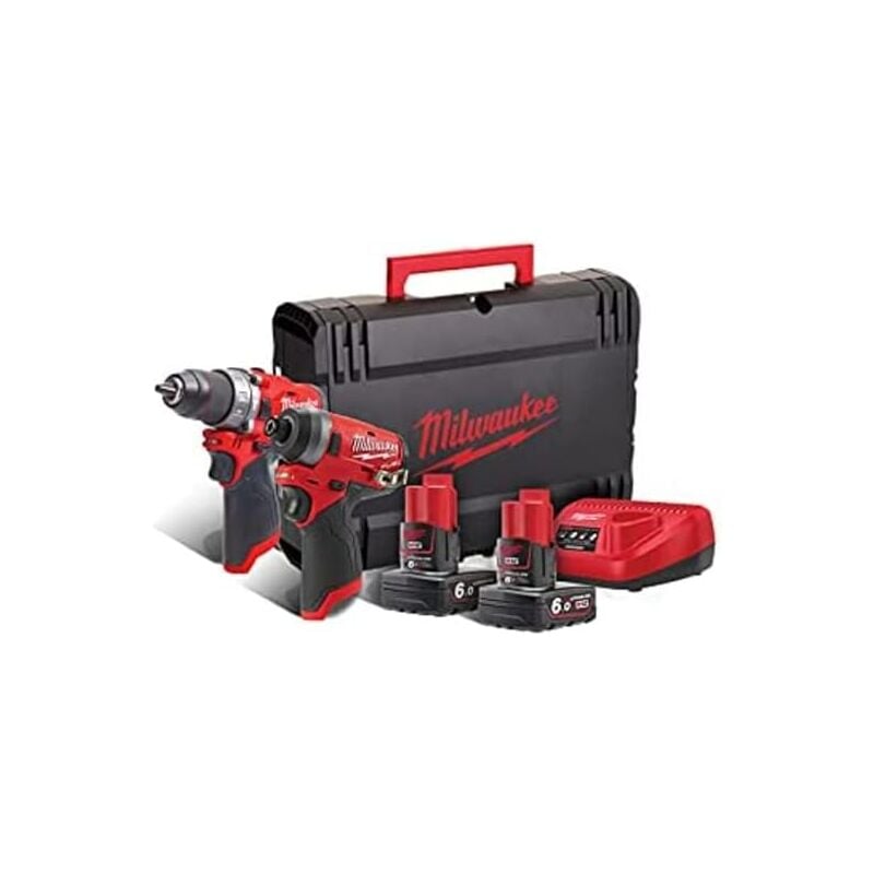 Kit 12V Perceuse de percussion + Clé à chocs Milwaukee M12FPP2A-602X
