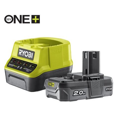RYOBI Pack batterie 18V One+ 2.0Ah LithiumPlus - 1 chargeur rapide 2.0Ah RC18120-120