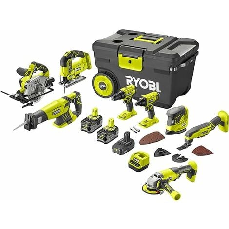 Pack RYOBI Combo 8 outils - 2 batteries 5.0ah et 1 batterie 2.0ah - 1 chargeur - R18CK8-3552T
