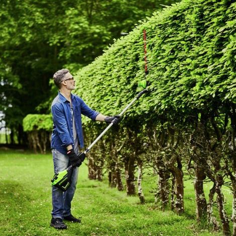 GREENWORKS - Taille-haie sans Fil à Deux Sections 60 V, tête pivotante à 7 Positions, Lames découpées au Laser de 50 cm, Moteur sans balais, Comprend Une Batterie 2 Ah et Un Chargeur 2 A