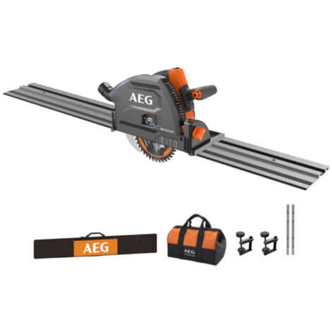 AEG – Scie plongeante 18V Brushless – Rail de guidage 152 cm – Profondeur de coupe 55 mm – Moteur Brushless pour matériaux variés (1/2)