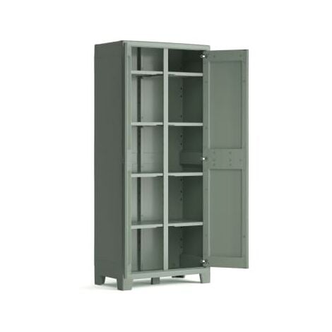 Keter- Armoire Utilitaire Planet Outdoor en Résine Multifonctions pour Intérieur et Extérieur - Étagères et Pieds Ajustables - Canessable - 80 x 44 x 182 cm - Vert Jade -80% Recyclé