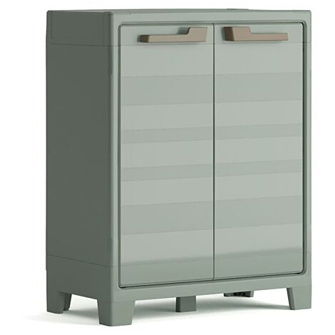 Keter – Armoire de jardin basse en résine 80 x 44 x 100 cm – Étagères ajustables – Sécurisée avec cadenas – 80% recyclé – Vert jade