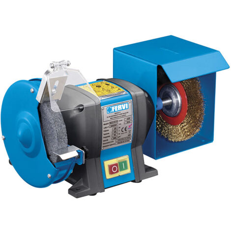 Fervi – Touret à meuler combiné 350W – Meule et brosse incluses – Pour meulage et polissage – Installation sur établi