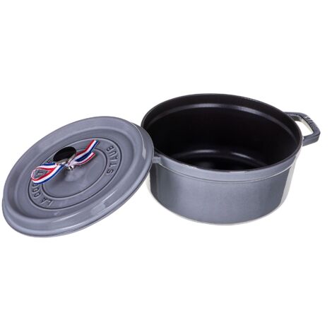 Staub Cocotte ronde 24 cm gris graphite fonte émaillée (1/4)