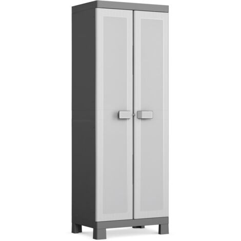 Keter- Kis Armoire Range-Balais Logico Noir-Gris Clair, Plastique, 65 x 45 x 182 cm