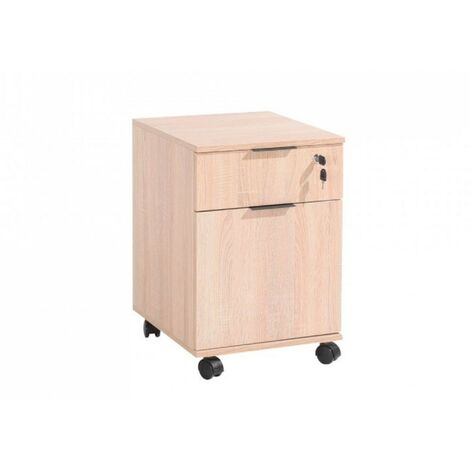Commode de bureau 41x61 cm en bois avec roulettes couleur sonoma (1/4)