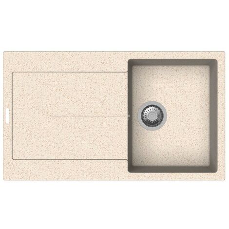 Évier réversible à une cuve en quartz 86x50 cm avec égouttoir couleur avoine - Enigma D100 (1/3)
