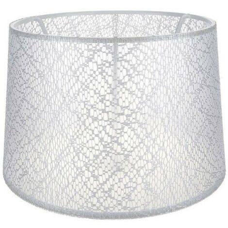 Abat-jour en tissu blanc avec motif de broderie déco (1/2)
