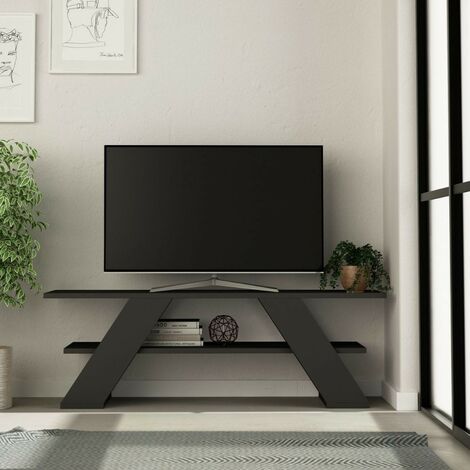 Meuble TV avec deux étagères couleur anthracite 120x40 cm - Farfalla (1/3)