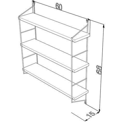 Etagère 60x68h cm avec trois étagères en bois couleur chêne et structure en acier noir - Neelix (1/2)
