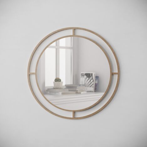 Miroir rond de 57 cm avec double cadre en métal doré - Bubble (1/5)