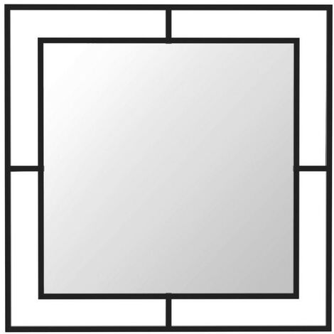 Miroir carré 58x58 cm avec double cadre en métal noir - Corner (1/3)