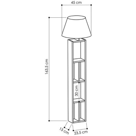 Lampadaire en bois avec bibliothèque et abat-jour noir - Day