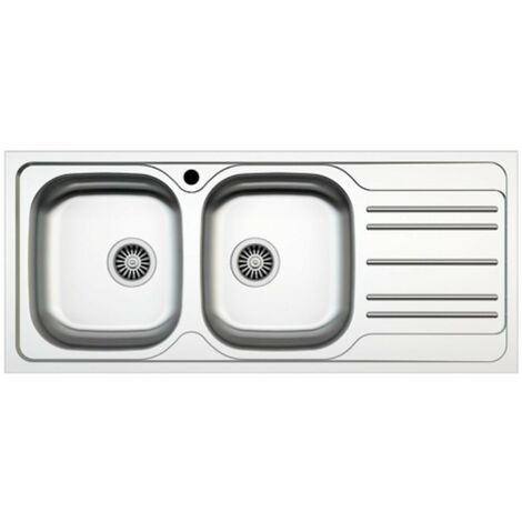 Evier inox encastrable 116x50 cm avec deux cuves et égouttoir à droite - MP1162DX (1/3)