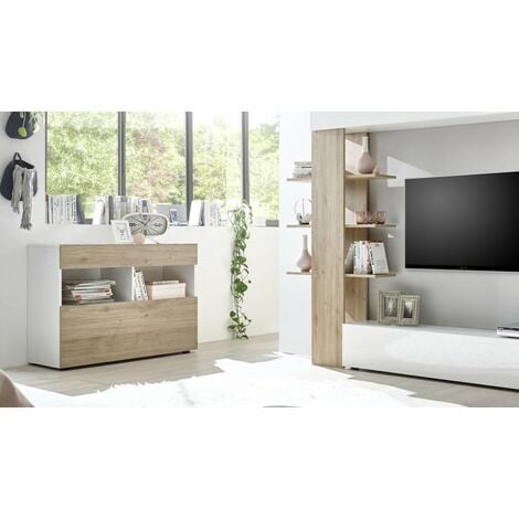 Buffet buffet 110 cm chêne et blanc - Astrakat