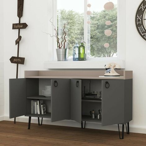 Scrivania moderna con contenitore, MDF + metallo, design minimalista