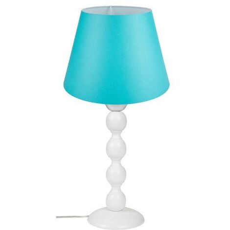 Lampe à poser avec base blanche et abat-jour en tissu turquoise - LAGUNA H372877 (1/5)