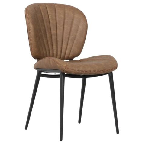 Chaise vintage gris tourterelle avec pieds en métal noir - Elice (1/5)