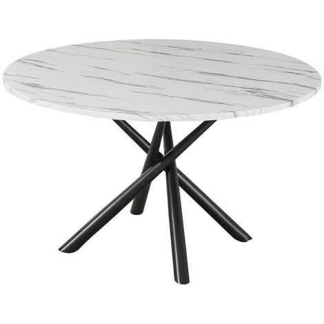 Table ronde avec plateau en marbre blanc et structure en métal noir - Umbriel (1/2)