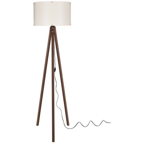 Lampadaire trépied noyer avec abat-jour crème - Aden ASZ1460 (1/4)