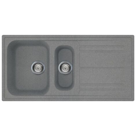 Evier à encastrer 2 cuves réversibles couleur titane 100x50 - Smeg LZ102TT (1/2)