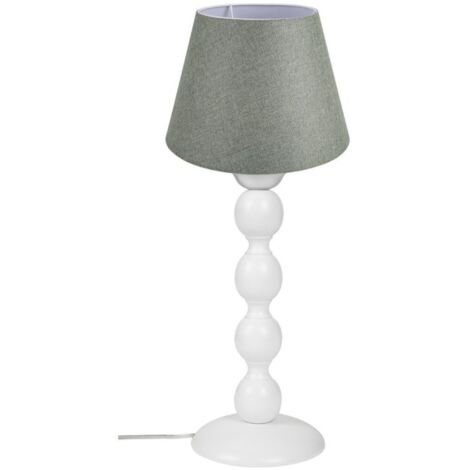 Lampe de table blanche avec abat-jour en tissu vert - LAGUNAH372638 (1/5)