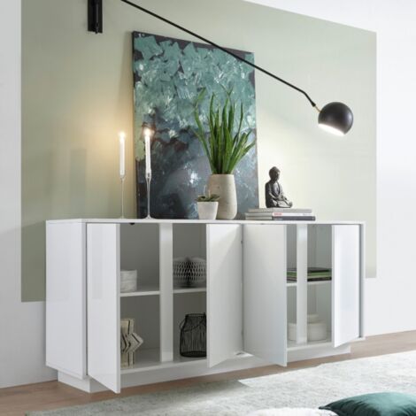 Buffet 4 portes blanc brillant 180 cm - Ice