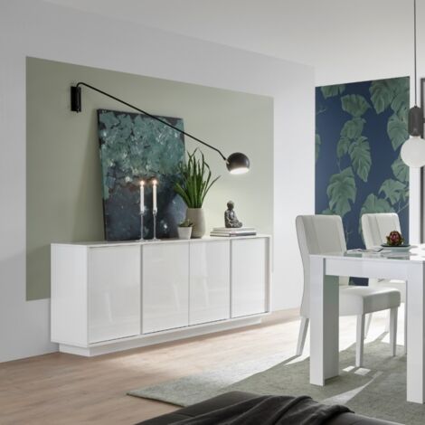 Buffet 4 portes blanc brillant 180 cm - Ice