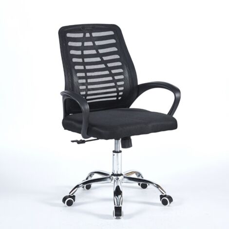 Chaise de bureau noire avec base chromée - NewBisk (1/3)