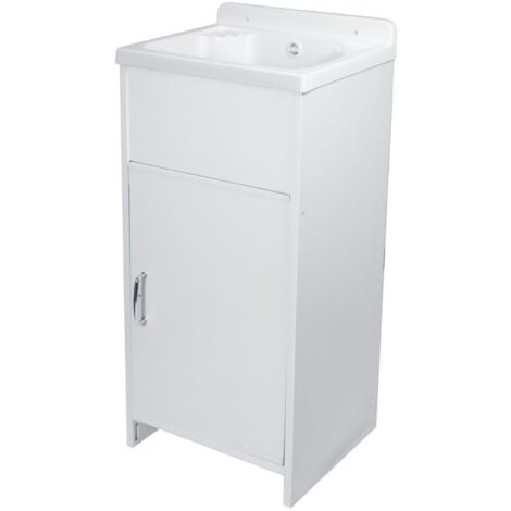 Toscohome – Lavabo d'extérieur blanc en résine 42,5x34,5x82 cm – Cuve profonde pour lavage efficace – Matériaux durables et faciles à nettoyer - 5x82H (1/4)