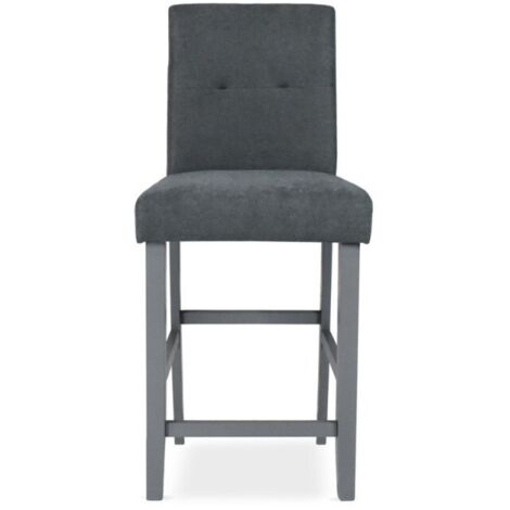 Tabouret en bois recouvert de tissu gris - Alex (1/5)