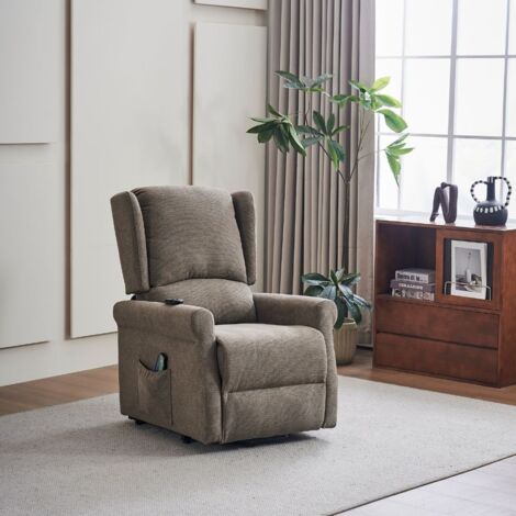 Fauteuil de massage deux moteurs tissu café - Taxina (1/5)