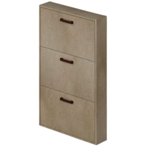 ONVAYA Armoire à Chaussures Bambou Blanc 3 Rabats - Meuble Étroit Pour 9 Paires