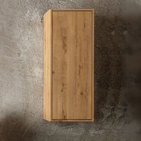 Toscohome – Meuble de salle de bain chêne 35x90H cm – 1 porte avec ouverture poussée – 2 étagères intérieures – Finition mélaminée moderne (1/2)