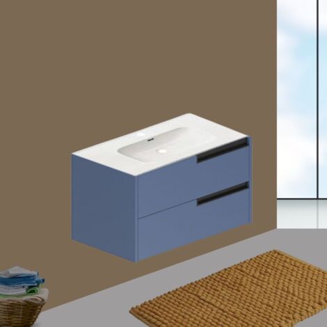 Armoire de toilette murale 80 cm avec tiroirs bleu clair - Former (1/4)