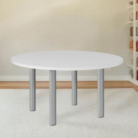 Table ronde blanche avec pieds en acier 120x76H cm - Malibu (1/2)