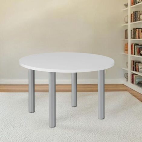 Table ronde blanche avec pieds en acier 90x76H cm - Malibu (1/2)