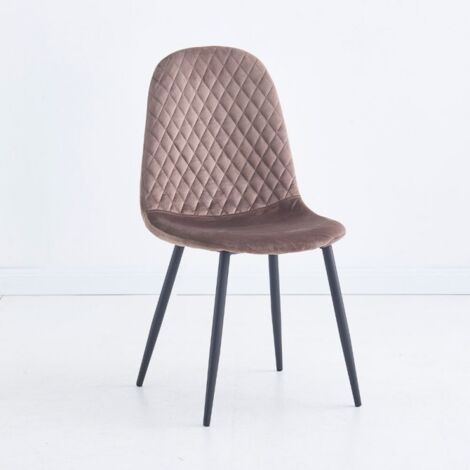 Chaise Bretta avec dossier matelassé en velours taupe (1/3)