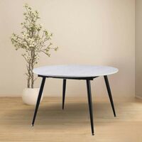 Table ronde blanche Ă rallonge avec pieds noirs 120x120 cm - Cordelia