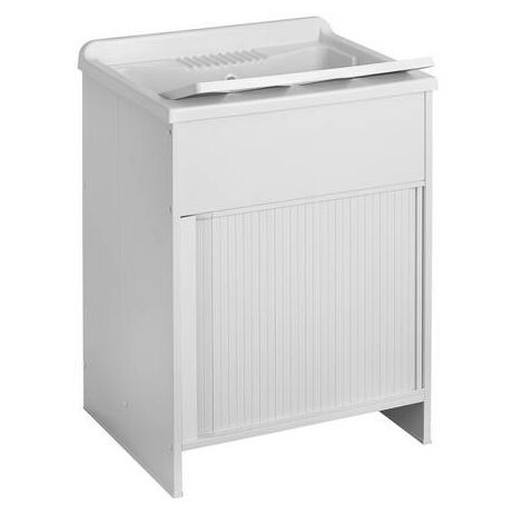 Aussenspüle mit kunststoffschrank und rollladenöffnung